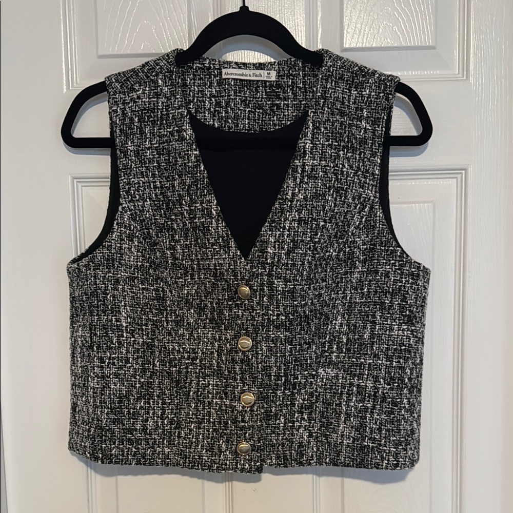 Abercrombie & Fitch Monochrome Tweed Vest, Size M